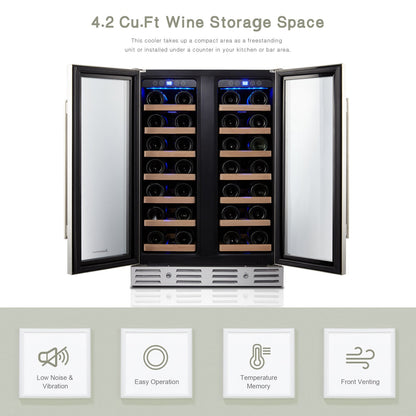 Kalamera 40 Bottle Dual Zone Built-In Wine Refrigerator