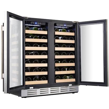 Kalamera Built-In Refrigeration 66 Bottle Dual Zone Built-In Wine Refrigerator