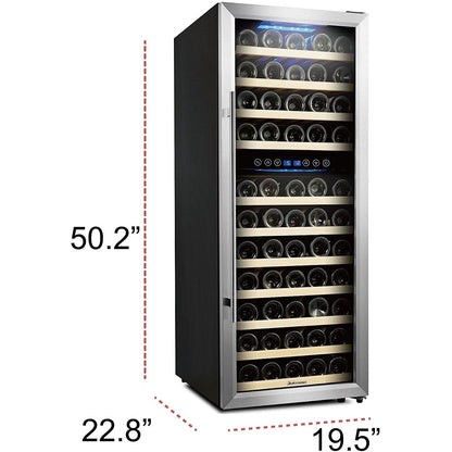 Kalamera Freestanding Refrigeration 73 Bottle Dual Zone Freestanding Wine Refrigerator