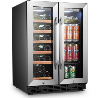 Lanbo Freestanding Refrigeration 18 Bottle and 55 Can Dual Zone Freestanding/Built-In Wine & Beverage Refrigerator