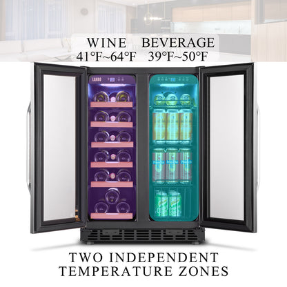 Lanbo Freestanding Refrigeration 18 Bottle and 55 Can Dual Zone Freestanding/Built-In Wine & Beverage Refrigerator