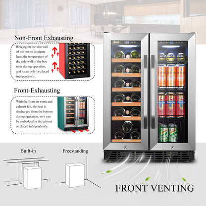 Lanbo Freestanding Refrigeration 18 Bottle and 55 Can Dual Zone Freestanding/Built-In Wine & Beverage Refrigerator