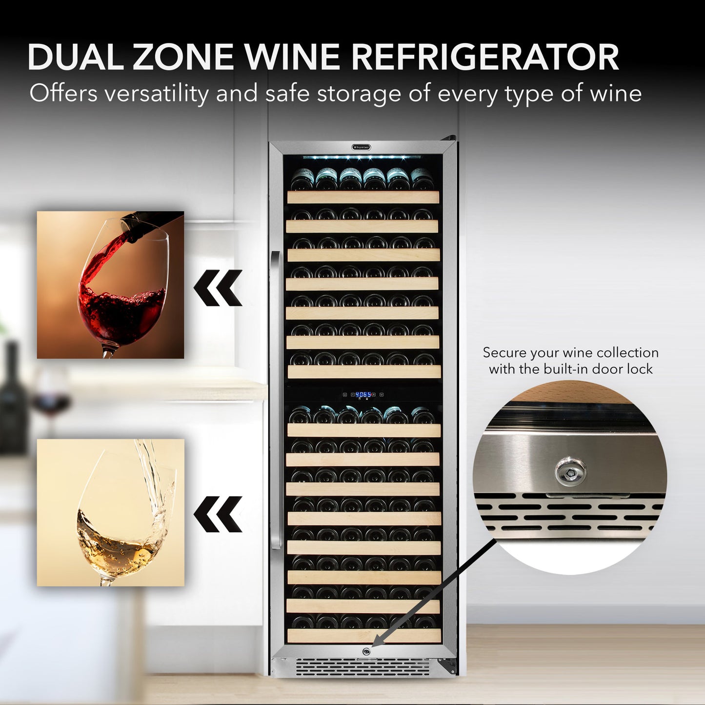 Whynter 164 Bottle Dual Zone Built-In Wine Refrigerator